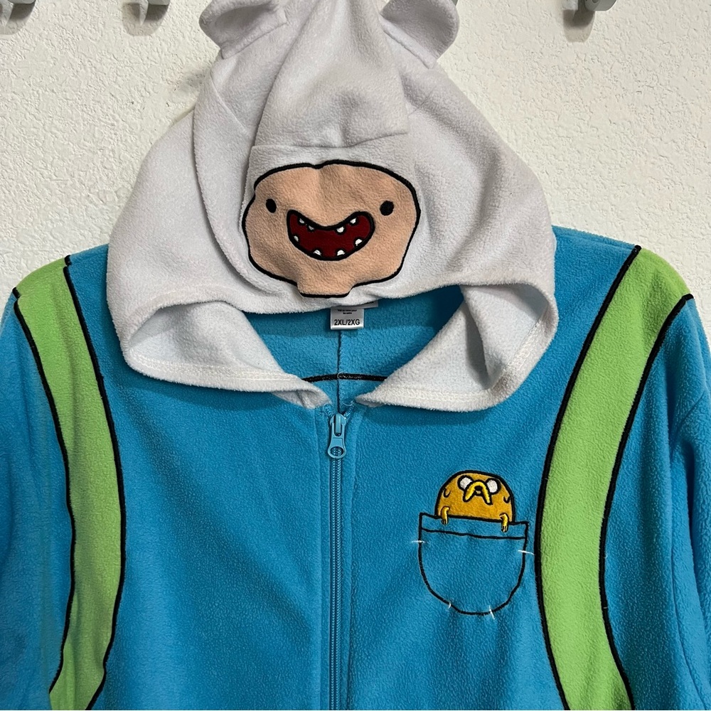Adventure Time Finn the Human Cartoon Network Fleece Onesie Costume Unisex 2XL - Picture 14 of 16